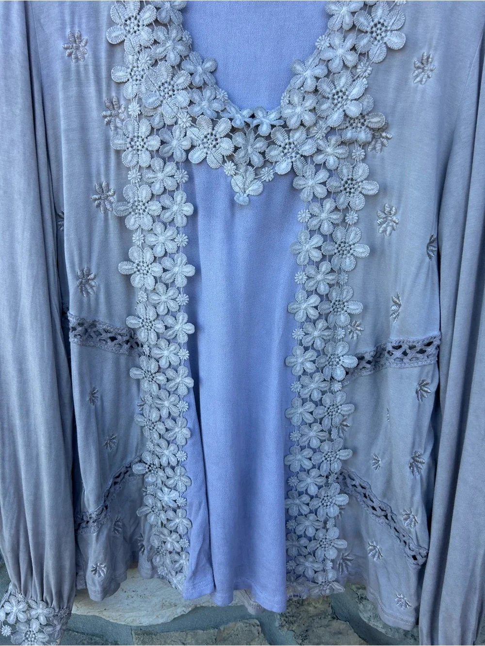 POL Boho Blouse Top Size M Floral Embroidered Romantic Babydoll Ethereal Whimsy